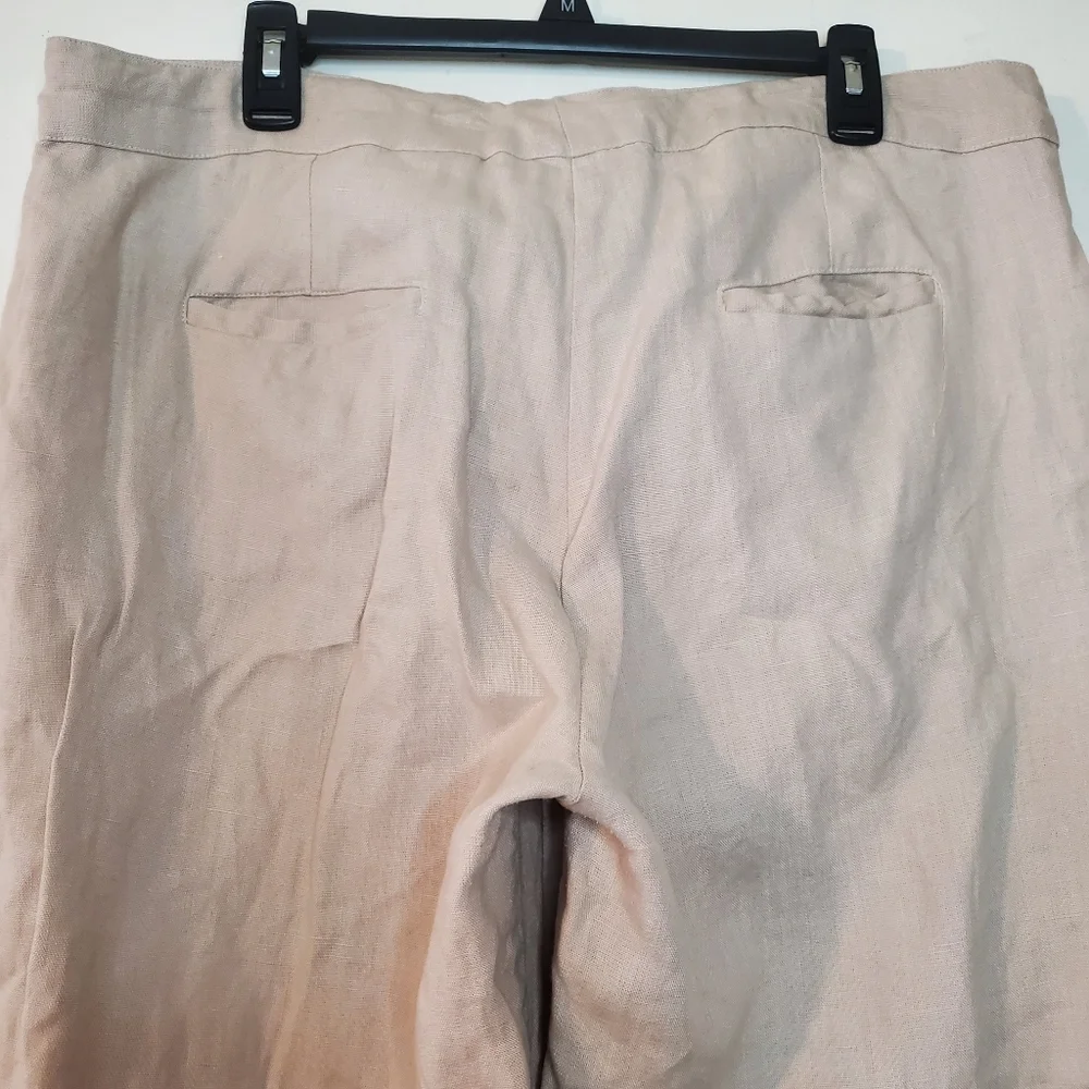 Fabindia Linen Pants Size XL Womens Highwaist Cropped Coastal - Picture 6 of 11